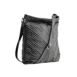Anthropologie Day & Mood Black Leather Chevron Medium Crossbody Bag